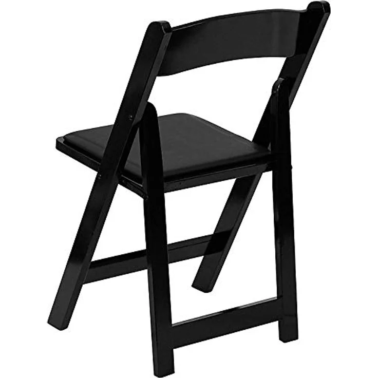 Flash Furniture Hercules Klappstuhl, Holz, mit gepolsterter Vinyl-Sitzfläche, Schwarz, 4 Stück – Bild 5