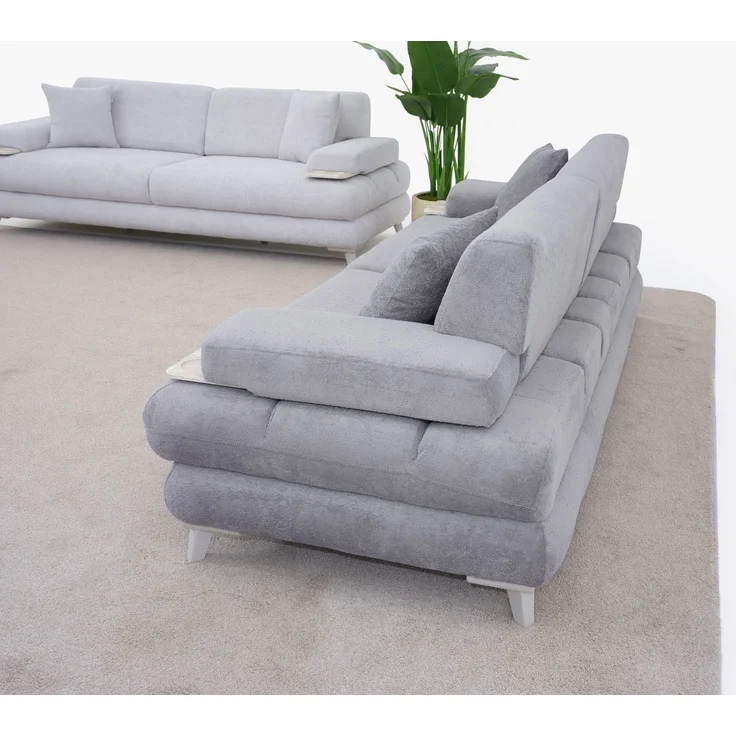 Sitzgruppe/Sofa Set - Wohnzimmergarnitur "Vanda" 3+3+1-Grau/Weiß – Bild 3