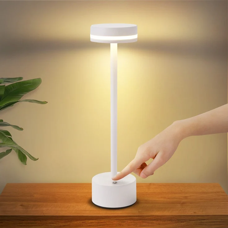 ZMH Tischlampe Kabellos LED Tischleuchte Akku - Nachttischlampe Dimmbare mit USB-C Aufladbar Batterie Touch- Lampe Weiß Tischlampen -für Schlafzimmer Esszimmer Büro-2ER – Bild 8