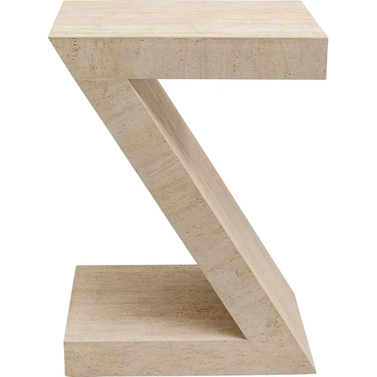 Kare Design Beistelltisch Luxury Z Travertine, Beige, Ablage, Couchtisch, Wohnzimmertisch, Z-Form, Stein-Optik, 61 x 44 x 33 cm (H/B/T)