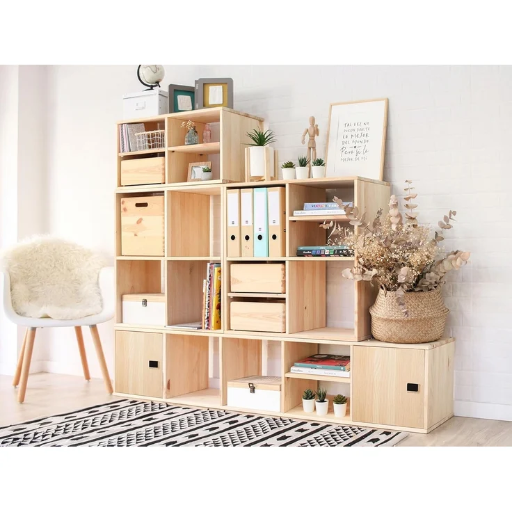 Astigarraga Kit Line Modulares Regal, 1 Dinamic-Würfel, massives Kiefernholz, 36,2 x 36,2 x 33 cm – Bild 4