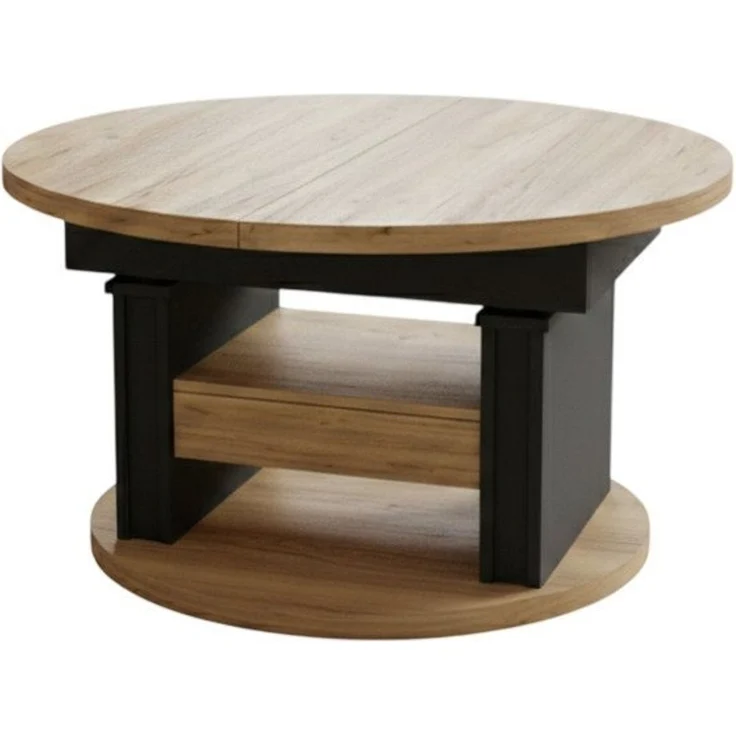 designimpex Couchtisch DA-999 rund ausziehbar höhenverstellbar mit Schublade Wohnzimmer Tisch, Funktionstisch, Wohnzimmertisch, Tisch, Esstisch, Sofatisch, Rollen – Bild 5