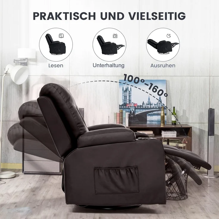 COMHOMA Massagesessel Relaxsessel Fernsehsessel Aufstehhilfe für ältere Menschen, mit Relaxfunktion – Bild 5