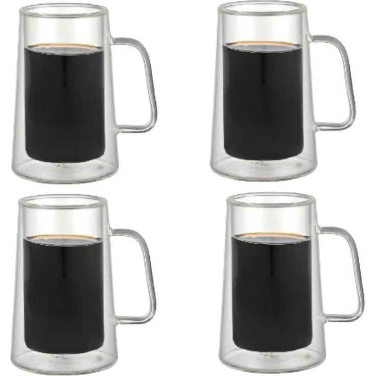 4-teiliges Set Doppelwandige Espressogläser mit Henkel, Hitzebeständig - 80ml Transparent – Bild 2