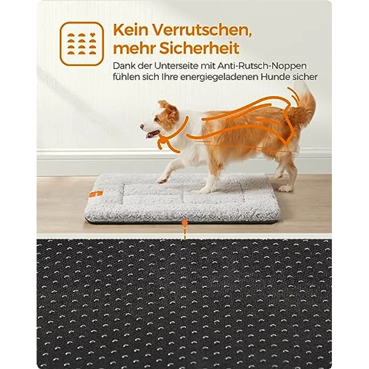 Feandrea Hundedecke, Haustier Decke, für Hunde, Katzen, 90x65 cm, L, maschinenwaschbar, trocknergeeignet, rutschfest, hellgrau PPB002G01 – Bild 5