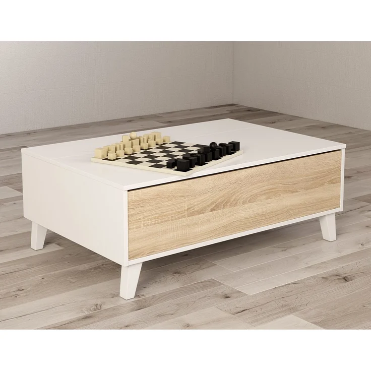 Calicosy 'ZAIKEN PLUS' Couchtisch mit teilweise hochklappbarer Tischplatte L100 cm - Weiß – Bild 5