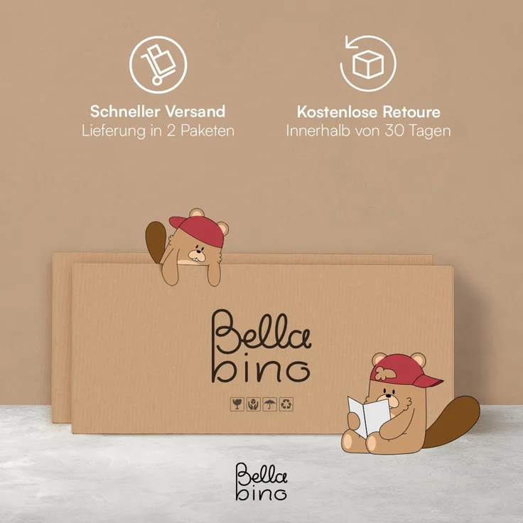 Bellabino 'Bia' Hausbett 120x200 cm, weiß, Kiefer Massivholz, Montessori Kinderbett mit Rausfallschutz und Lattenrost – Bild 9