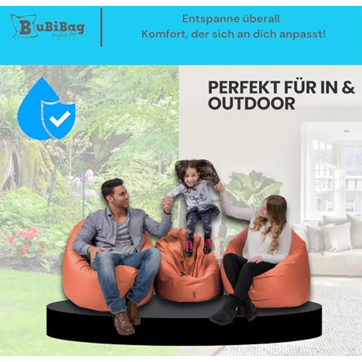 BubiBag Sitzsack für Erwachsene -Indoor Outdoor XL Sitzsäcke, Sitzkissen oder als Gaming Sitzsack, geliefert mit Füllung (125 cm Durchmesser, Sunflower) – Bild 6