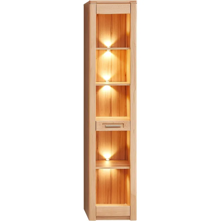 Vitrine 1-türig NATURE ONE Front Kernbuche Massivholz - mit LED