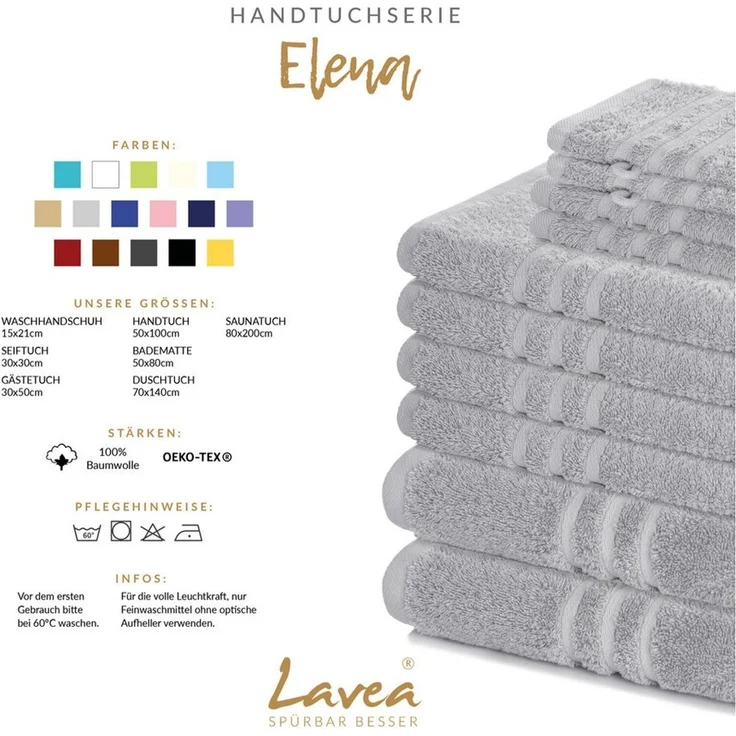 Lavea Seiftuch Elena, 30x30cm aus 100% Baumwolle, einzigartig weiche Seiftücher (Set, 10-St), ideal für die schonende Reinigung von Gesicht und Händen – Bild 2