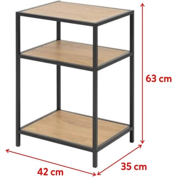 Selsey Seaford - Standregal/Beistellregal - Schwarz/Eiche - Industrial-Style - 63 cm hoch – Bild 4