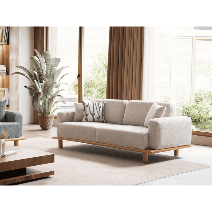 Sitzgruppe/Sofa Set - Wohnzimmergarnitur "Gardenia" 3+3+1-Grau/Weiß – Bild 6
