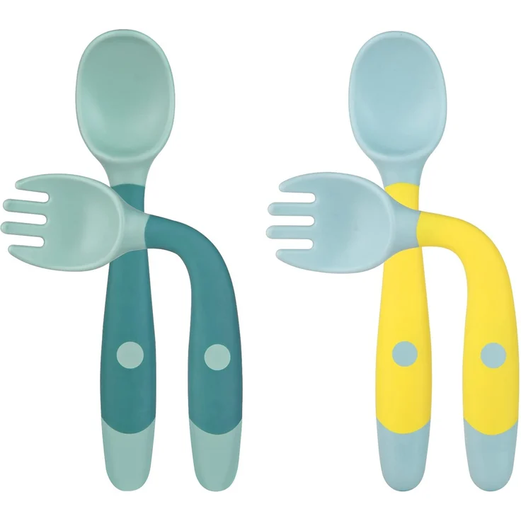 Vicloon Babylöffel, 2 Set Baby-Fütterlöffel Lernlöffel BPA-frei, weicher Perfekter selbstflexibler Lernlöffel Fütterungs-Trainingslöffel for Babies 6 Months and Older (Grün Gelb)