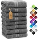 NatureMark 8er Pack Frottier Handtücher 50x100 cm, 100% Baumwolle, Anthrazit grau, 50x100 cm