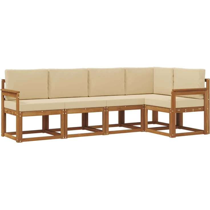 vidaXL Outdoor-Sofagarnitur 5 stk. 5-Sitzer Natur und Beige 3366386 – Bild 2