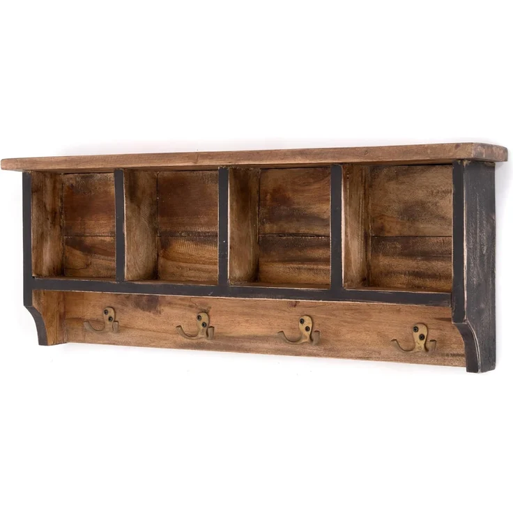DESIGN DELIGHTS Wandgarderobe RUSTIKALE WANDGARDEROBE mit Fächern "VINTAGE 70", 70x27x11cm(BxHxT)