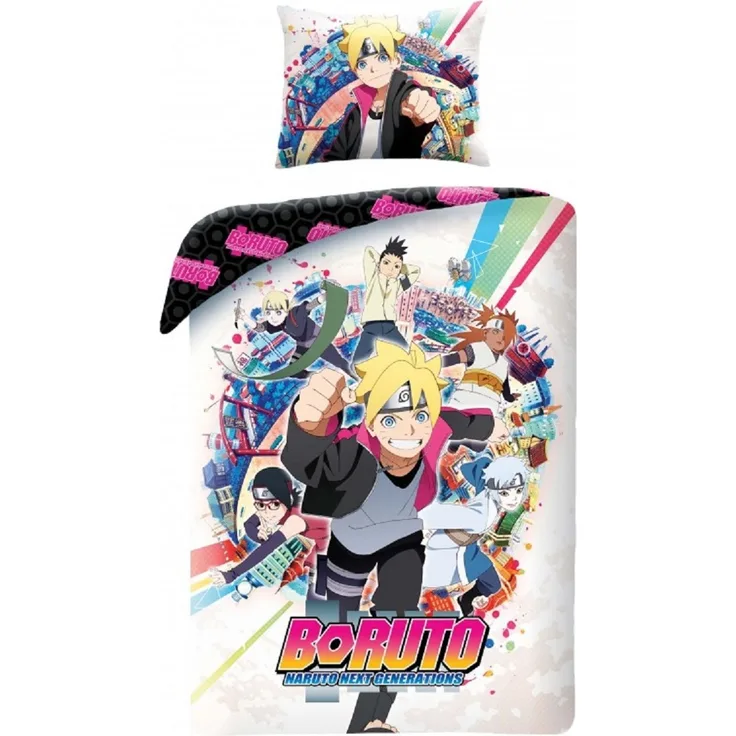 Boruto Bettwäsche Set aus Baumwolle Bettdeckenbezug 140 × 200 cm mit 70 × 90 cm Kissenbezug
