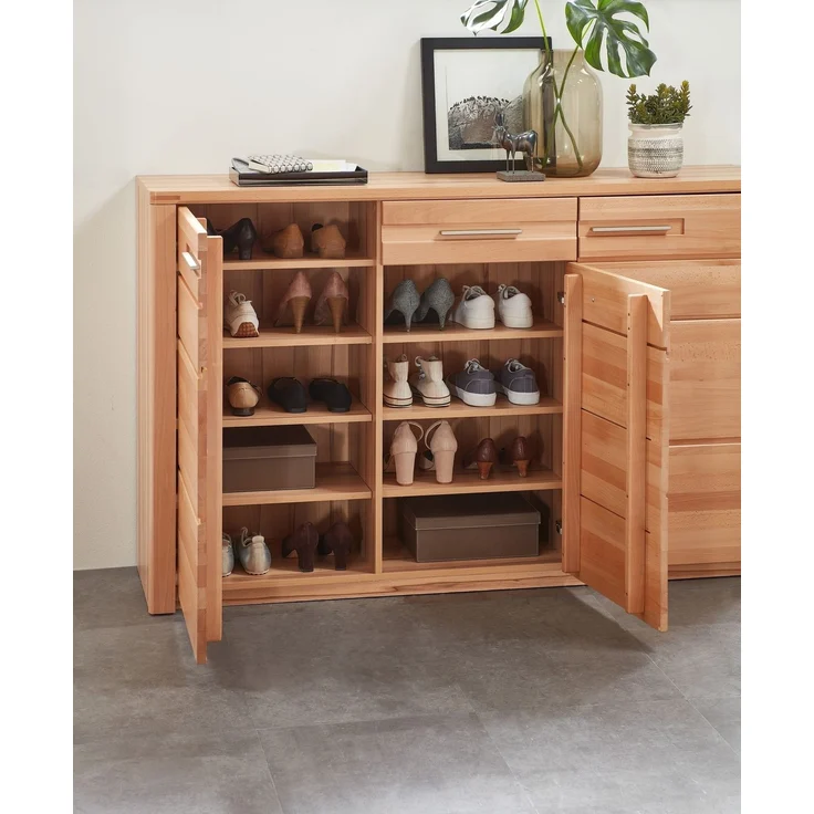 Schuhkommode >Nature One< 3 Türen, 1 Schub, FSC Kernbuche teilmassiv - 160x100x40cm (B/H/T) – Bild 5