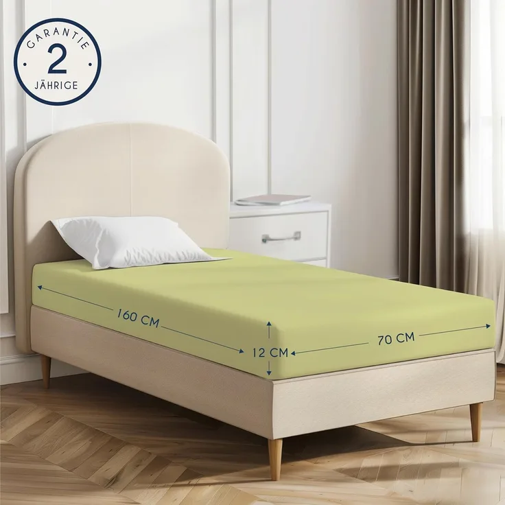 Dreamzie - Spannbettlaken 70x160 cm - Baumwolle Oeko Tex Zertifiziert - Grün - 100% Jersey Spanbettuch 70x160