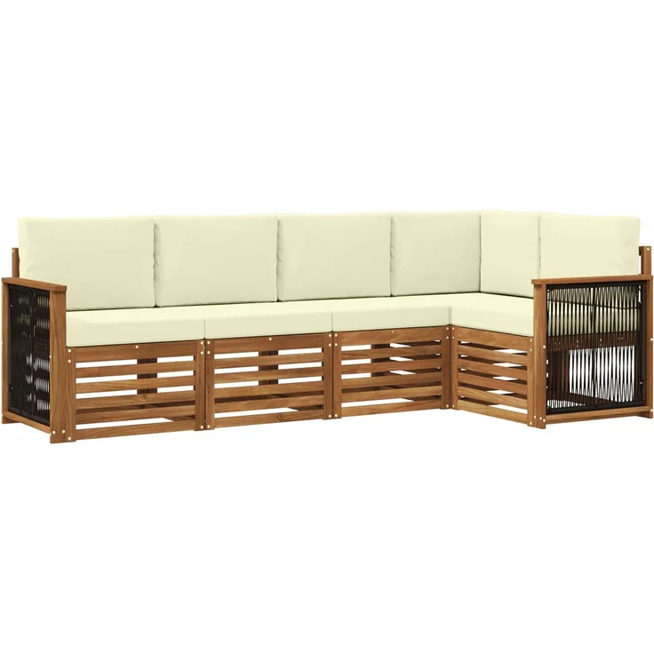 vidaXL Outdoor-Sofagarnitur 4 stk. 5-Sitzer Natur und Creme 3384351 – Bild 2