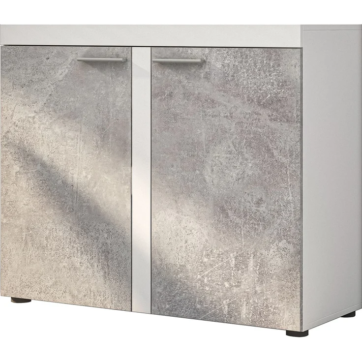 AX LIVING Schmal Kommode Spacoro 2D Eleganz für Ihr Zuhause Weiß/Beton – Bild 2