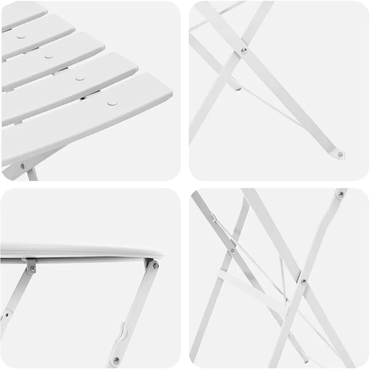 vidaXL Klapp Bistro Set 3 pcs Weiß Stahl 42002968 – Bild 7