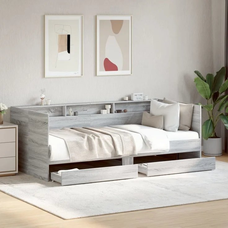vidaXL Tagesbett mit Schubladen ohne Matratze Grau Sonoma 90x190 cm 3280858