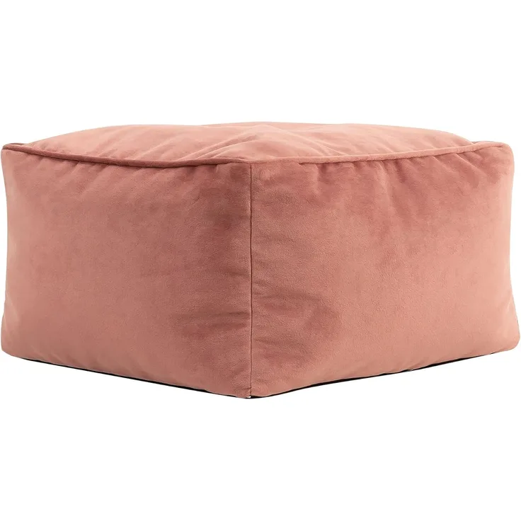 Icon Amara Hocker, Rosa, Flauschiger Samt Stoff, Samt Sitzsack, Sitzpuff Hocker mit Füllung, Fußhocker für das Wohnzimmer, Deko Wohnzimmer