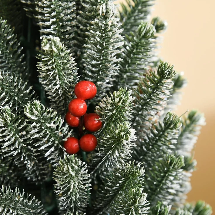 HOMCOM Künstlicher Weihnachtsbaum Mini Weihnachtsbaum mit Tannenzapfen, roten Beeren und Übertop, Tannenbaum, Kleiner Tisch-Christbaum, Grün Ø27 x 47 cm – Bild 9