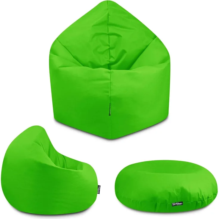 BuBiBag - 2in1 Sitzsack Bodenkissen - Outdoor Sitzsäcke Indoor Beanbag, Apfelgrün, Ø 145,0 cm