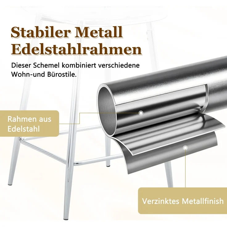 Transparentes Barhocker-Set, 4er-Pack, mit Metallgestell in Silber/Gold/Schwarz, Moderne Design-Stühle für Küche, Bar oder Esszimmer (Nur Stühle, ohne Tisch)--Silber--102x45x51cm--CHENHAONING – Bild 3