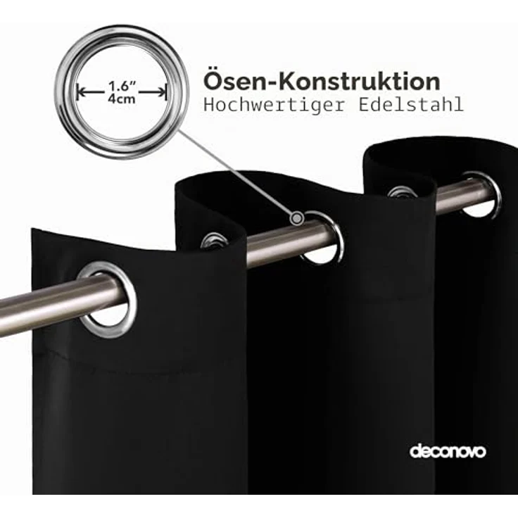 Deconovo Vorhänge Blickdicht Thermogardinen mit Ösen Übergardinen Schwarz | 1 Stück, H280 x B140 cm, Hitzeschutz, Sichtschutz für Wohnzimmer und Schlafzimmer, Blackout Curtain, Verdunkelungsvorhang – Bild 6