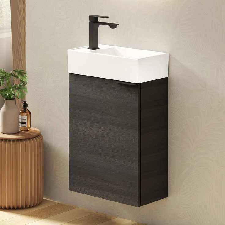 EMKE Badmöbel-Set mit Waschbecken 41.7×24×64.6cm Holzkohle – Bild 1