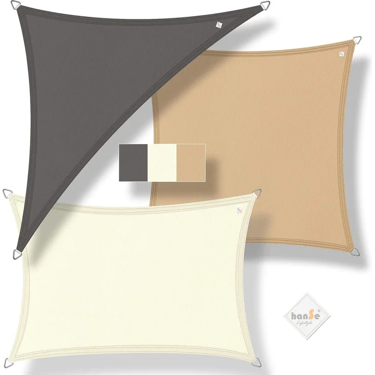 hanSe Sonnensegel Schattensegel Schattenspender Polyester Rechteck 2x4m Graphit – Bild 7