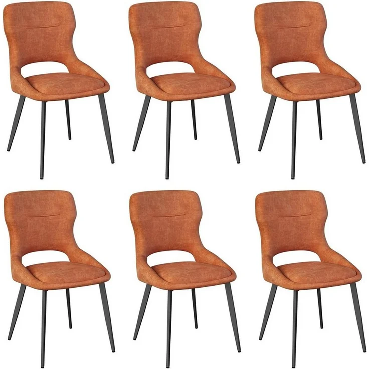 Woltu Esszimmerstuhl (6 St), mit Ausschnitt Rückenlehne, Gepolsterte Stühle, Chenille Stuhl – Bild 1