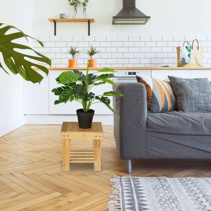 Relaxdays Kleine Fußbank aus Bambus – Bild 2