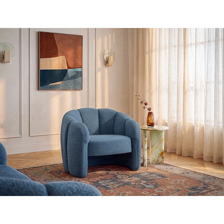 Vente-unique - Muschelsessel - Chenille-Stoff - Blau - DELIPO – Bild 2