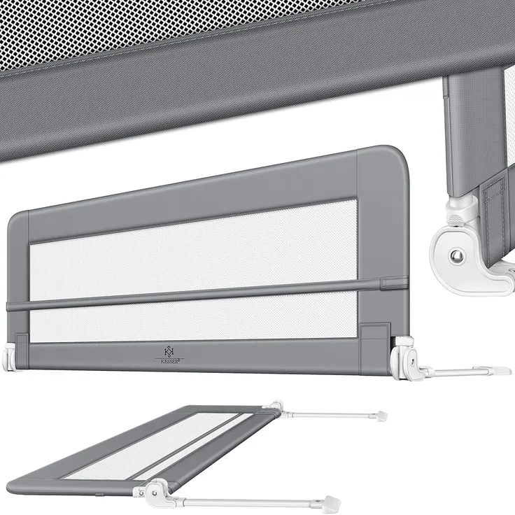 KESSER® Bettschutzgitter für Kinder, Hellgrau 180cm