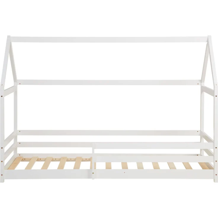 Kinderbett Hausbett mit Rausfallschutz 90x200 cm Bodenbett Montessori Bett Bettenhaus Lattenrost – Bild 4