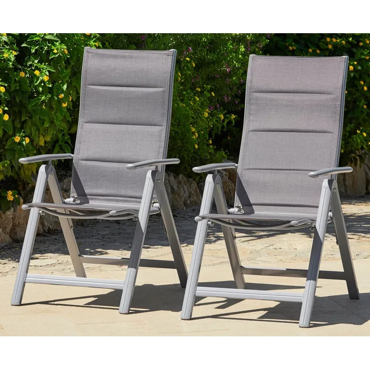 Taviano Gartensessel, klappbar, 2er Set, Aluminium/Textil