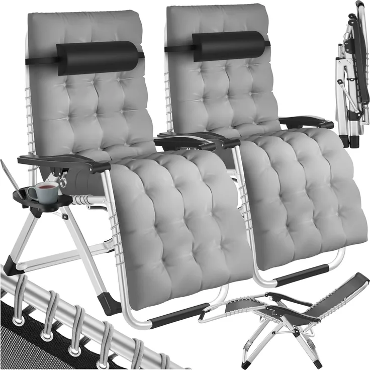 tectake Gartenstuhl 2er Set Sonnenliege (Komplettset, 2 St), klappbar