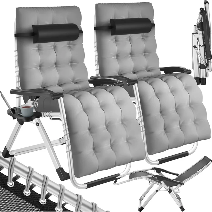 tectake Gartenstuhl 2er Set Sonnenliege (Komplettset, 2 St), klappbar