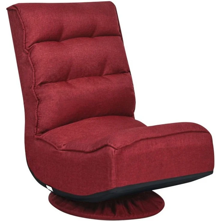 COSTWAY Bodenstuhl 360°drehbar Bodensessel mit 5-Fach Verstellbarer Rückenlehne Bodensofa 150kg belastbar Lazy Sofa Rot – Bild 4
