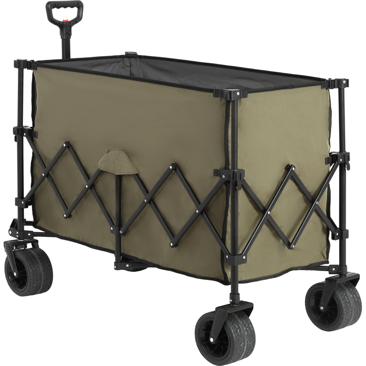 Faltbarer Bollerwagen 300L mit All-Terrain-Rädern, 109x53x83 cm, 100 kg, Armee-Grün – Bild 7