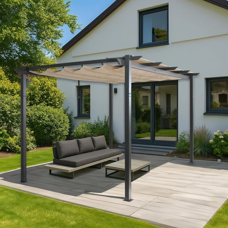 Mendler 'HWC-N93' Pergola, Aluminium beige, 3 x 4 m – Bild 1