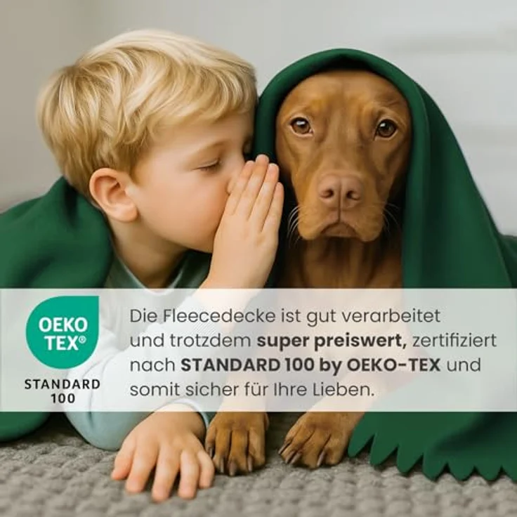 wometo Fleecedecke Wave, Grün, 120x160 cm, Oeko-Tex®, leicht und pflegeleicht, ideal für Sofa, Auto und Outdoor – Bild 3
