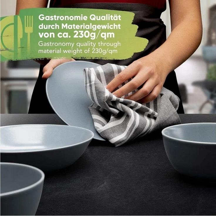 Loco Bird Geschirrtuch aus 100% Baumwolle, (Hochwertiges 4er Handtuch Set für die Küche, 45x75 cm gestreift), Geschirrhandtücher zum Abtrocknen – Bild 3