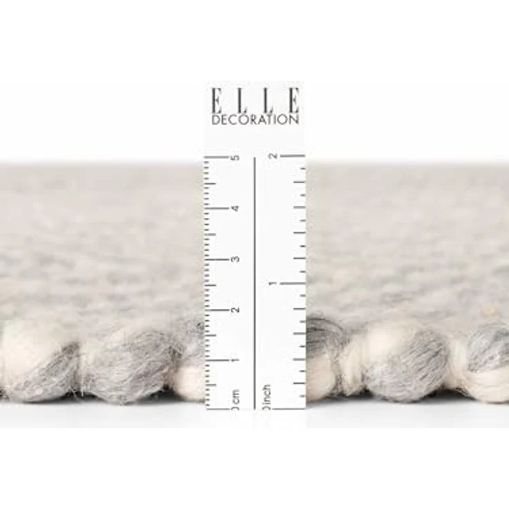 Elle Decoration Lyon - Wollteppich Beans, Natürlich & Handgemacht, Wohnzimmerteppich Wolle im Skandi Loop Design, Melierter Naturteppich mit Perlenstruktur - Natur Creme Grau, 140x200 cm – Bild 10
