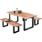 SIT Baumkantentisch, Massivholz Akazie natur, U-Gestell schwarz, 160x85 cm