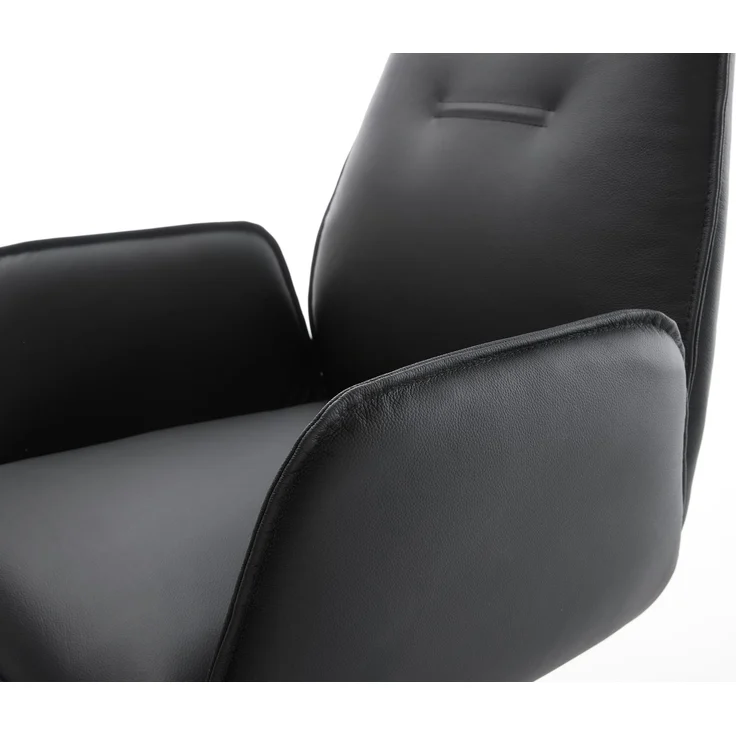Drehstuhl Zoa-Flex Echt-Leder Schwarz Kreuzgestell breit Graphit 360° drehbar Wippfunktion – Bild 4
